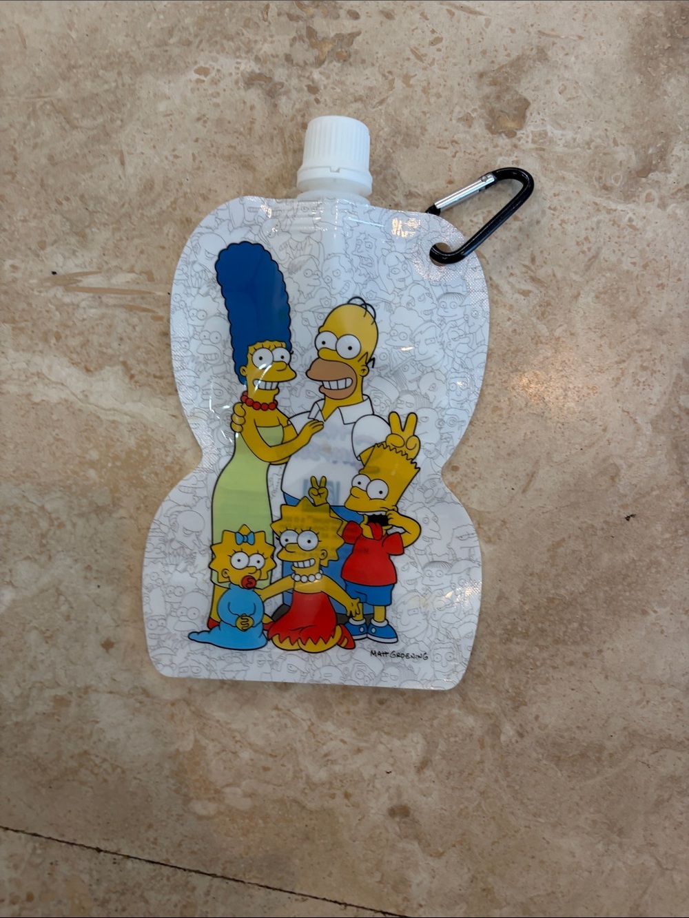 The Simpsons Family Reusable Water Pouch - White with Multicolor Print